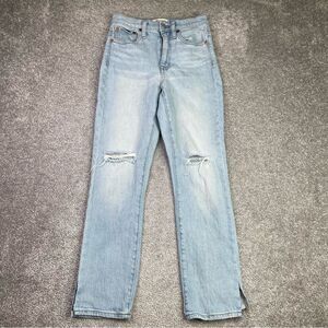 Madewell Jeans Women’s 23 Blue Slim Crop BoyJean High Rise Light Wash Ripped